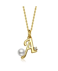 GiGiGirl Kids/Teens Personalized 14K Gold Plated Initial Pearl Pendant Necklace