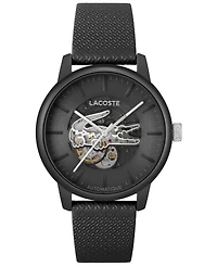 Lacoste Men's L.12.12 Automatique Black Leather Strap Watch 44mm