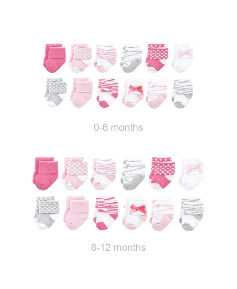 Luvable Friends Baby Girls Newborn Terry Socks