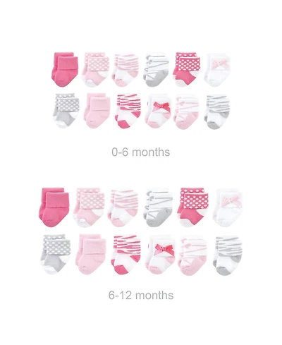 Luvable Friends Baby Girls Newborn Terry Socks