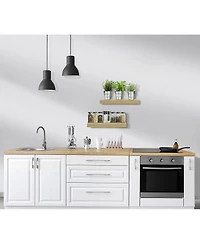 Sorbus 2 Pack 16 Inch Coastal Rectangle Floating Shelves - for Home DAcor to Display Trophies, Books, Frames, and more (Maple)