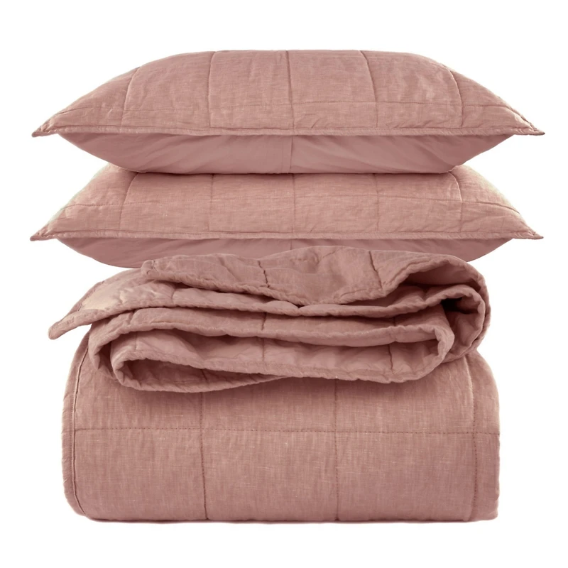 French Linen 3pc Quilt & Sham Set