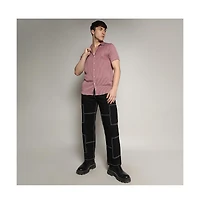 Men's Nude Pink Self-Design Block Shirt