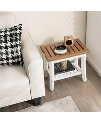 Sugift 2-Tier Hdpe Waterproof Shower Bench with Storage Shelf