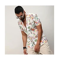 Men's Multicolour Mesh Graphic Shirt