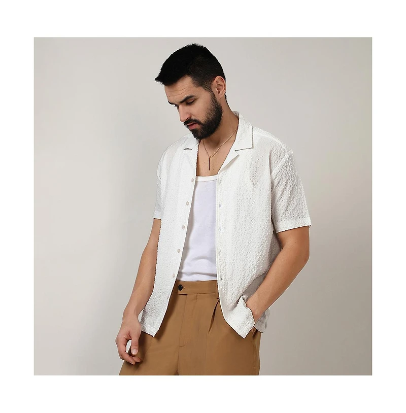 Men's Chalk White Micro Creased Shirt