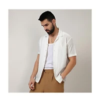 Men's Chalk White Micro Creased Shirt