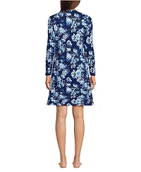 Lands' End Women's Cotton Interlock Long Sleeve Above the Knee Nightgown