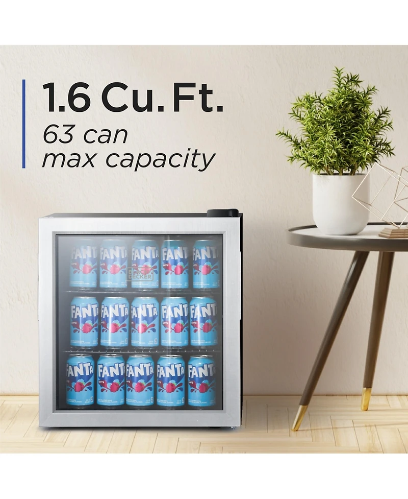 Black & Decker 1.7 Cu. Ft. Beverage Cooler with Double Pane Glass Door Drink Fridge with 63-Can Capacity