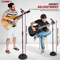 5 Core Tripod Mic Stand Height Adjustable 32 to 70" Universal Microphone Mount Stands w Round Base Ms Rbl