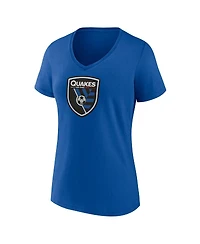 Fanatics Women's Blue San Jose Earthquakes Logo V-Neck T-Shirt