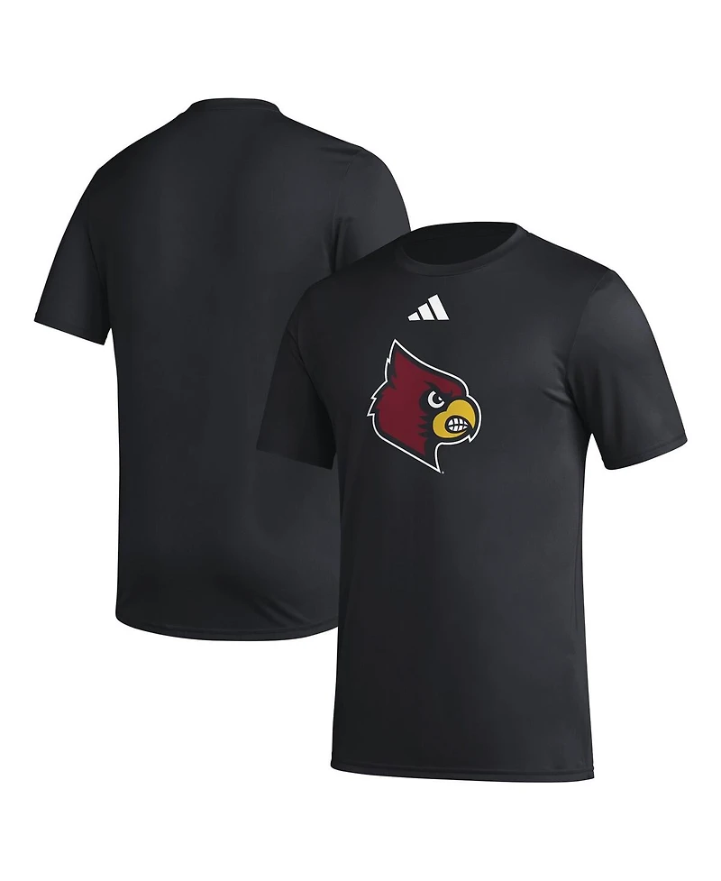Adidas Men's Black Louisville Cardinals Primary Locker Logo Pre-Game Aeroready T-Shirt