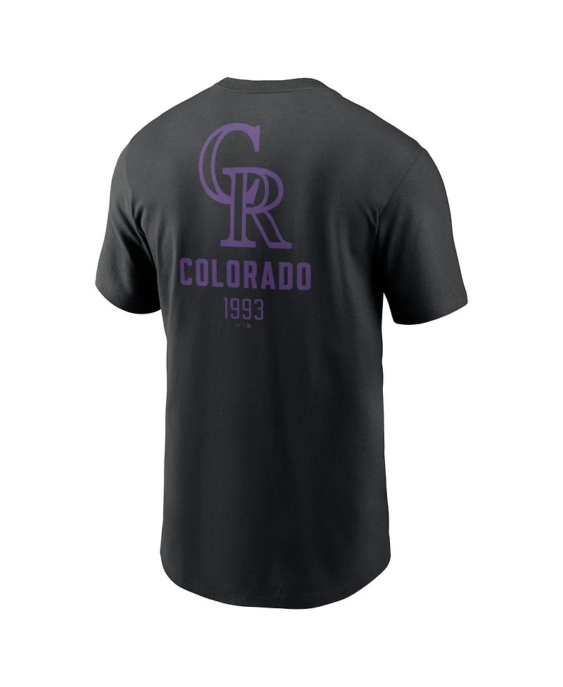 Nike Men's Black Colorado Rockies Large Logo Back Stack T-Shirt