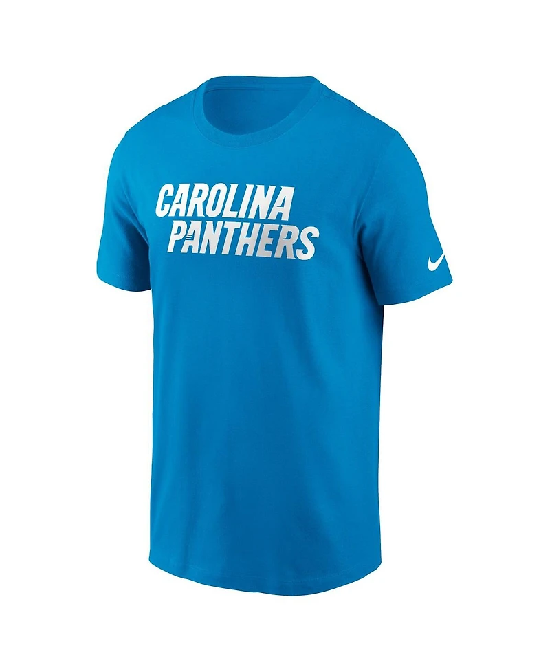 Nike Men's Blue Carolina Panthers Primetime Wordmark Essential T-Shirt