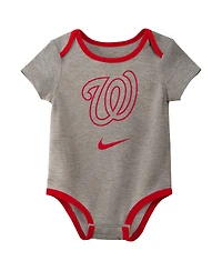 Nike Baby Boys and Girls Washington Nationals Authentic Collection Three-Pack Bodysuit Set