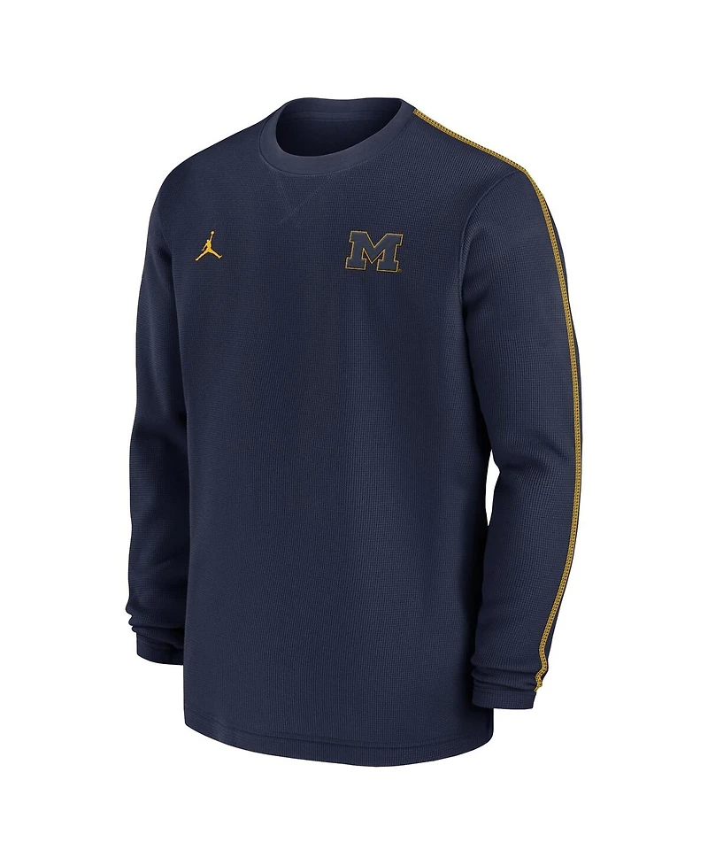 Jordan Men's Navy Michigan Wolverines 2024 Sideline Coaches Long Sleeve Top