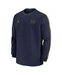Jordan Men's Navy Michigan Wolverines 2024 Sideline Coaches Long Sleeve Top