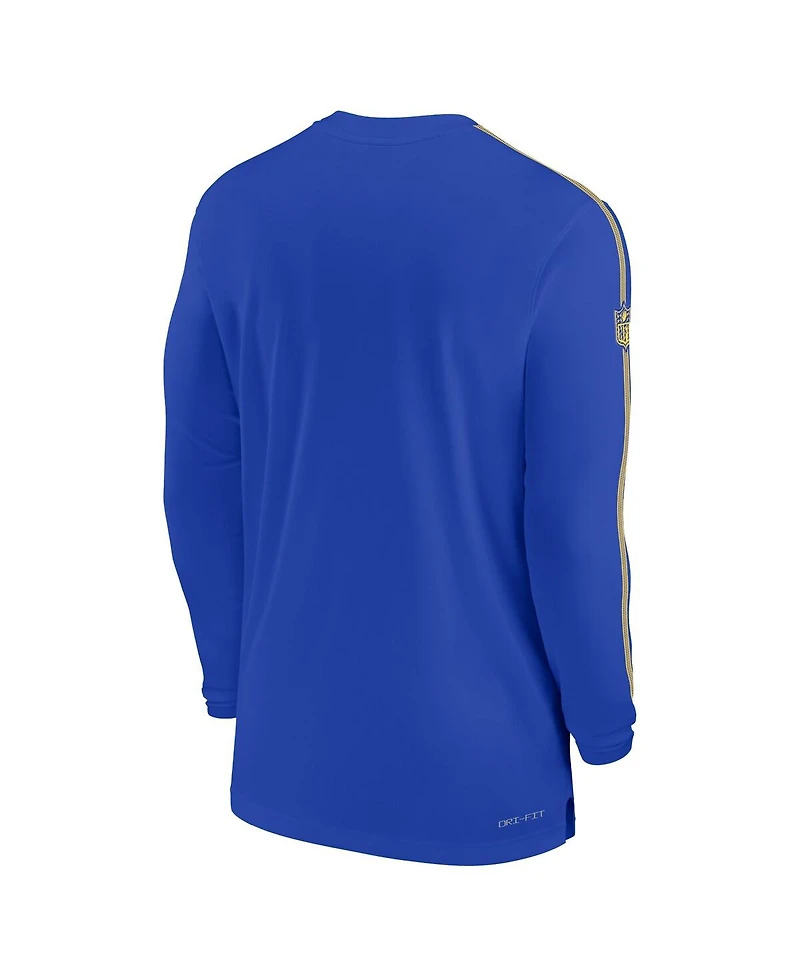 Nike Men's Royal Los Angeles Rams Sideline Coach Uv Performance Long Sleeve T-Shirt