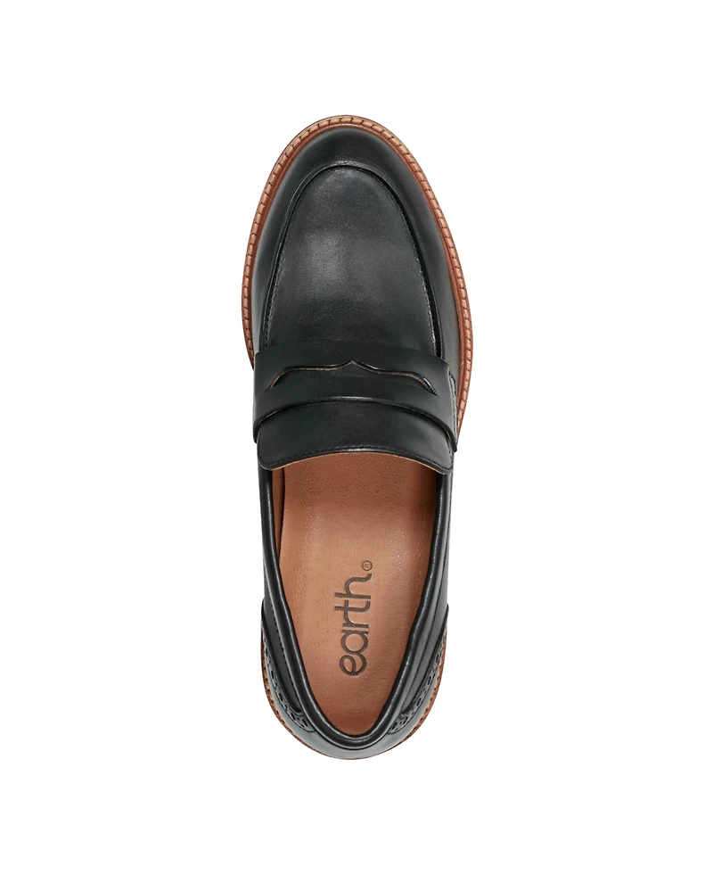 Earth Women's Lindy Block Heel Slip-On Penny Loafers