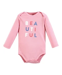 Touched by Nature Baby Girls Soft Organic Cotton Long-Sleeve One-Piece Essentials