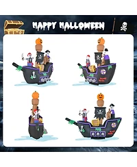 Skonyon 7 Feet Long Halloween Inflatable Pirate Ship with Led Lights Blower