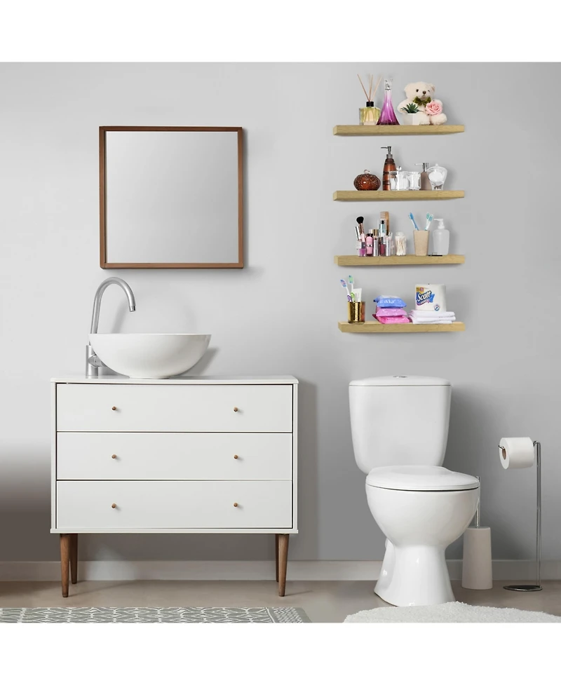 Sorbus 24 x 9 Inch 4 Pack Wall Mounted Floating Wood Shelves - for Bedroom, Kitchen, Living Room, Bathroom (Maple)