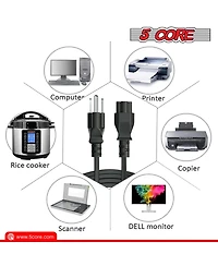 5 Core 3 Prong Extension Cord Feet Non-Polarized Durable Three Prong Extension Cable Us Ac 3 Prong Extension Cord Heavy Duty Plug Extender