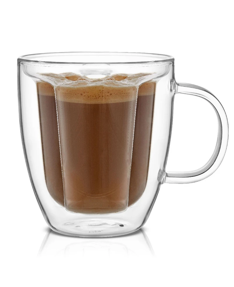 JoyJolt Disney Mickey Mouse 3D Double Walled Glass Mugs, Set of 2