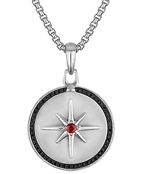 Bulova Marc Anthony Men's Orange Sapphire (1/8 ct. t.w.) & Black Diamond (1/4 ct. t.w.) North Star Pendant Necklace in Sterling Silver-Plate, 24" + 2"