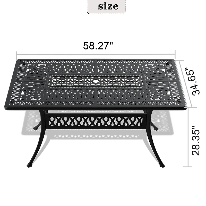 Streamdale 6-Person Rectangular Outdoor Aluminum Patio Dining Table
