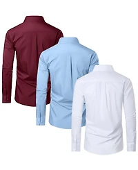 Blue Ice Men's Long Sleeve Classic Dress Shirt- 3 Pack