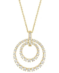 Effy Diamond Round & Baguette Double Circle 18" Pendant Necklace (1-5/8 ct. t.w.) in 14k Gold