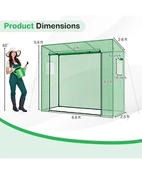 Slickblue Outdoor Portable Walk-in Greenhouse with Pe Cover Heavy-Duty Metal Frame Roll-up Zipper Door