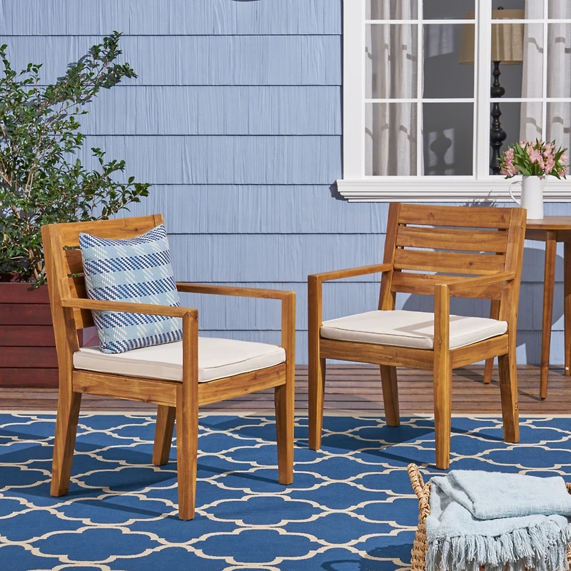 Streamdale Nestor Acacia Wood Dining Chair, Beige