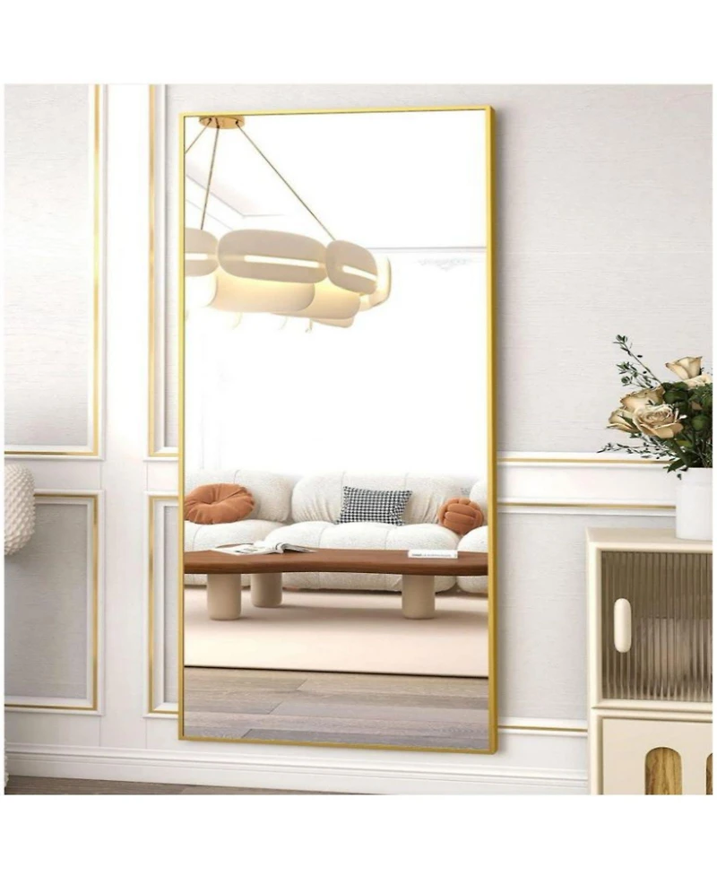 Homlux Rectangular Free Stand Mirror 18"x58" in Gold