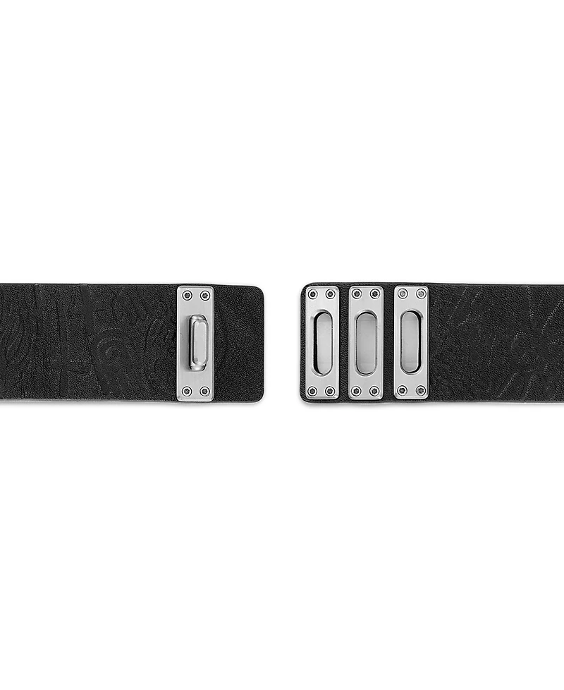 Bulova Marc Anthony Men's Black Leather Strap Bracelet in Sterling Silver, BVB1154-bostna
