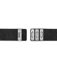 Bulova Marc Anthony Men's Black Leather Strap Bracelet in Sterling Silver, BVB1154-bostna