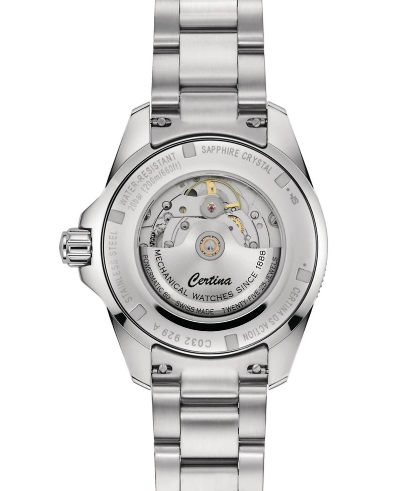 Certina Men's Swiss Automatic Ds Action Gmt Powermatic 80 Stainless Steel Bracelet Watch 41mm