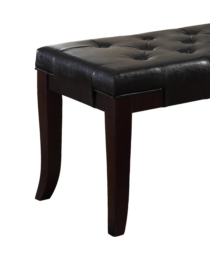 Streamdale Tufted Bench, Faux Leather, Espresso