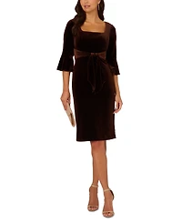 Adrianna Papell Women's Velvet Bell-Sleeve Sheath Dress