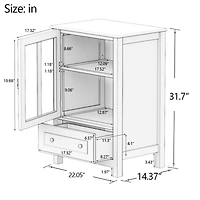 Streamdale Buffet Storage Cabinet With Single Glass Doors And Unique Bell Handle