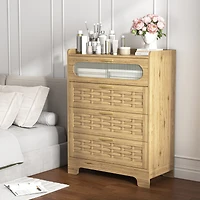 Simplie Fun Multipurpose 4-Drawer Dresser with Stylish Woven Texture Top