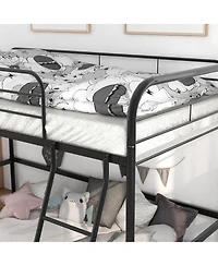 Simplie Fun Metal Twin Loft Bed, Twin Size High Loft Bed