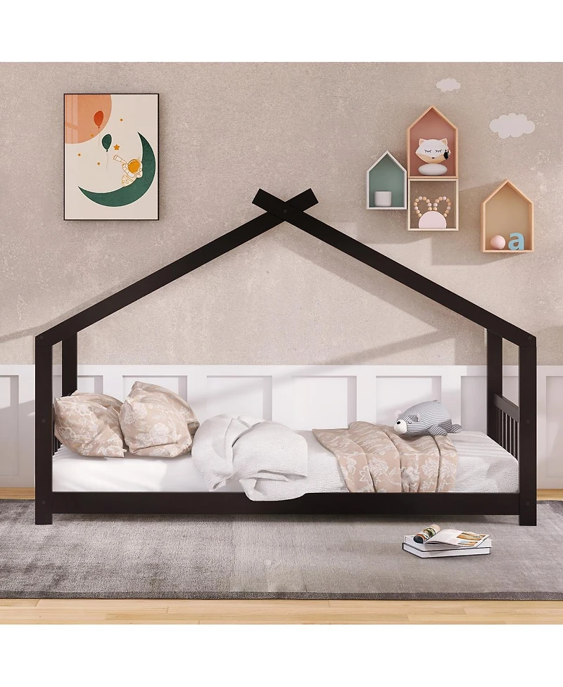 Streamdale Twin Size House Bed Wood Bed