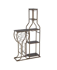 Streamdale 5-Tier Wine Rack with Hanging Glass Holder and Storage Shelves