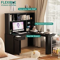 Streamdale Space-Saving L-Shaped Desk with 2 Usb Ports & 3 Outlets