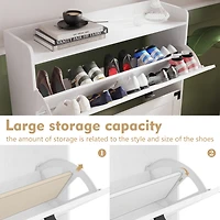 Simplie Fun Farmhouse Shoe Cabinet with Flip Drawers and Metal Legs