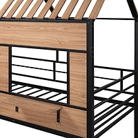 Streamdale Metal Twin Loft Bed With Roof, Window, Guardrail, Ladder