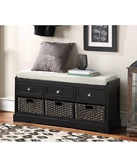 Streamdale Homes Collection Wood Storage Bench with 3 Drawers and Baskets