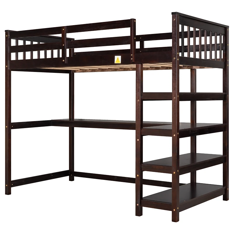 Streamdale Twin Loft Bed With Storage Shelves And Under-Bed Desk